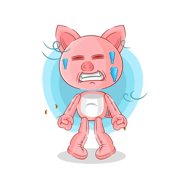 Pig Cold Illustration Character Vecto — Stock Vector