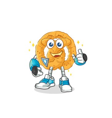 the pretzel robot character. cartoon mascot vecto