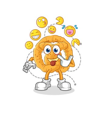 the pretzel laugh and mock character. cartoon mascot vecto