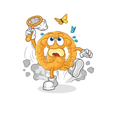 the pretzel catch butterfly illustration. character vecto