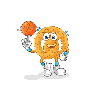the pretzel playing basket ball mascot. cartoon vecto