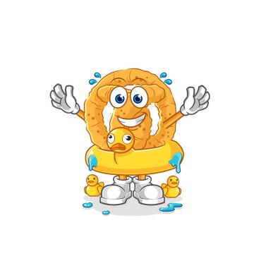 the pretzel with duck buoy cartoon. cartoon mascot vecto