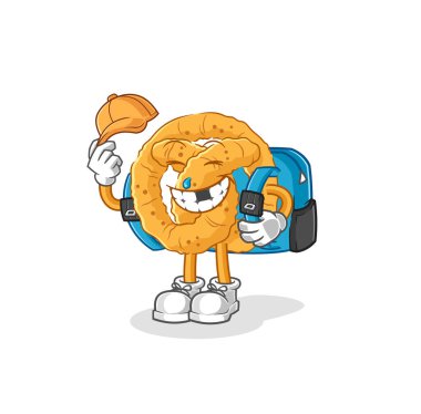 the pretzel goes to school vector. cartoon characte