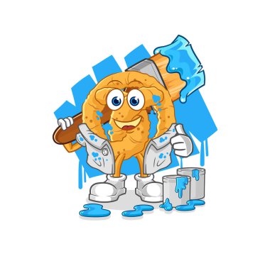 the pretzel painter illustration. character vecto