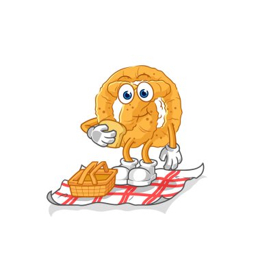 the pretzel on a picnic cartoon. cartoon mascot vecto