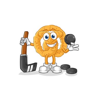 the pretzel playing hockey vector. cartoon characte