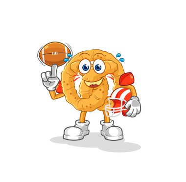 the pretzel playing rugby character. cartoon mascot vecto