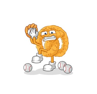 the pretzel baseball pitcher cartoon. cartoon mascot vecto