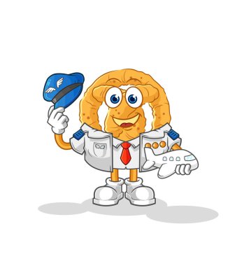 the pretzel pilot mascot. cartoon vecto