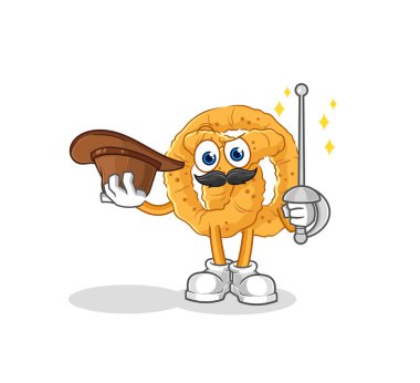 the pretzel fencer character. cartoon mascot vecto