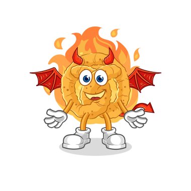 the pretzel demon with wings character. cartoon mascot vecto