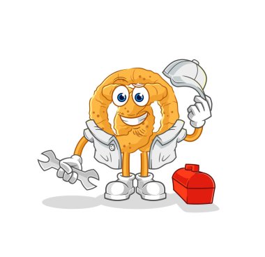 the pretzel mechanic cartoon. cartoon mascot vecto