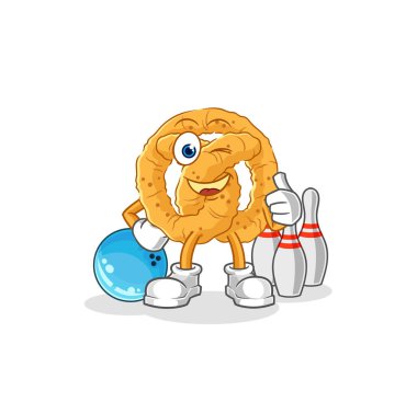 the pretzel play bowling illustration. character vecto