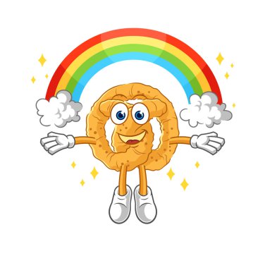 the pretzel with a rainbow. cartoon vecto