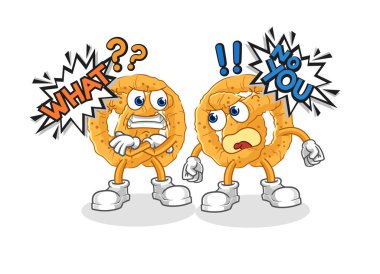the pretzel arguing each other cartoon vecto