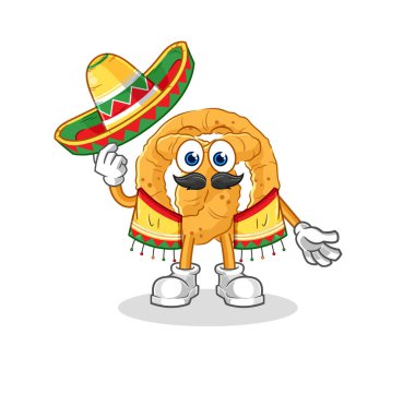 the pretzel Mexican culture and flag. cartoon mascot vecto