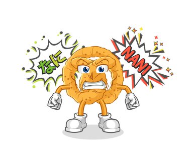 the pretzel anime angry vector. cartoon characte