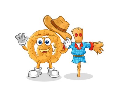 the pretzel with scarecrows cartoon character vecto
