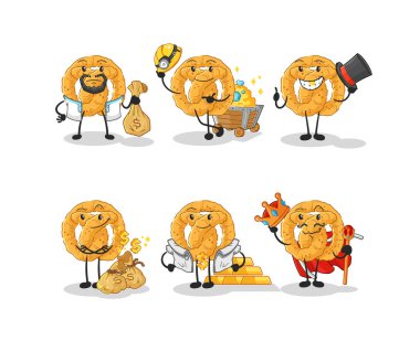 the pretzel rich group character. cartoon mascot vecto