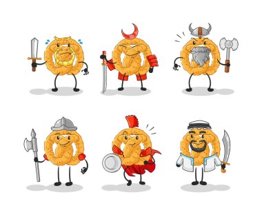 the pretzel warrior group character. cartoon mascot vecto