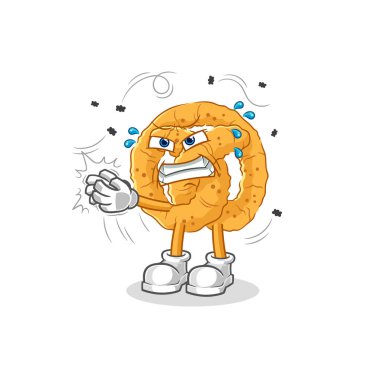 the pretzel swat fly character. cartoon mascot vecto