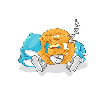 the pretzel sleeping character. cartoon mascot vecto