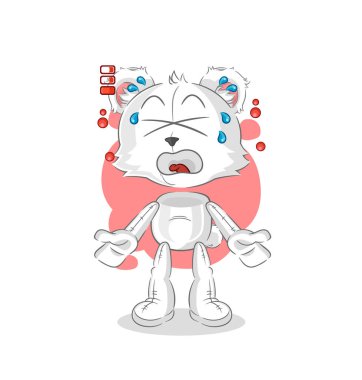 the polar bear low battery mascot. cartoon vecto