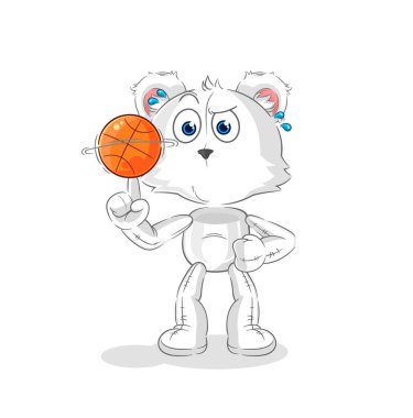 the polar bear playing basket ball mascot. cartoon vecto