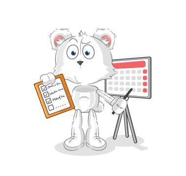 the polar bear schedule list vector. cartoon characte