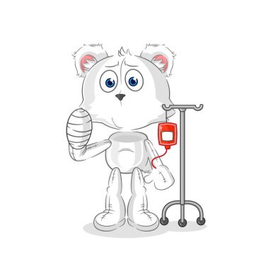 the polar bear sick in IV illustration. character vecto