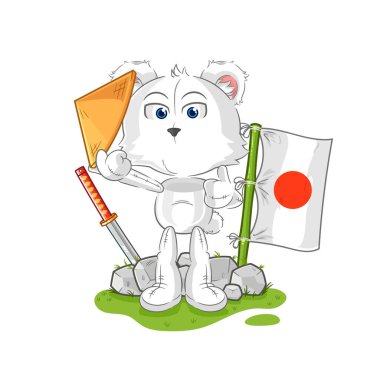 the polar bear japanese vector. cartoon characte