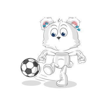 the polar bear kicking the ball cartoon. cartoon mascot vecto