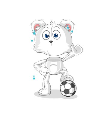 the polar bear playing soccer illustration. character vecto