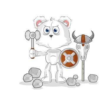 the polar bear viking with an ax illustration. character vecto