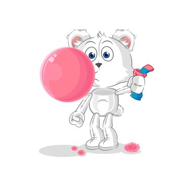 the polar bear chewing gum vector. cartoon characte