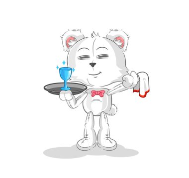 the polar bear waiter cartoon. cartoon mascot vecto