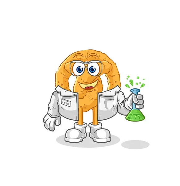 Pretzel Scientist Character Cartoon Mascot Vecto — Stok Vektör