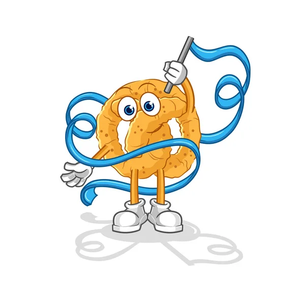 Pretzel Rhythmic Gymnastics Mascot Cartoon Vecto — Stockový vektor