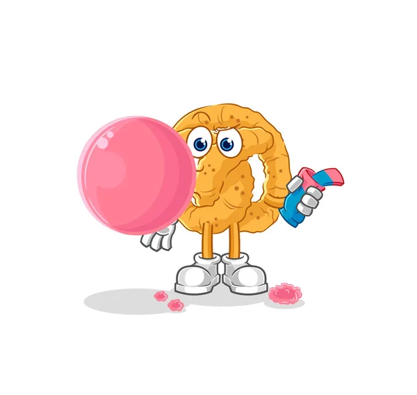 Pretzel Chewing Gum Vector Cartoon Characte — Stok Vektör