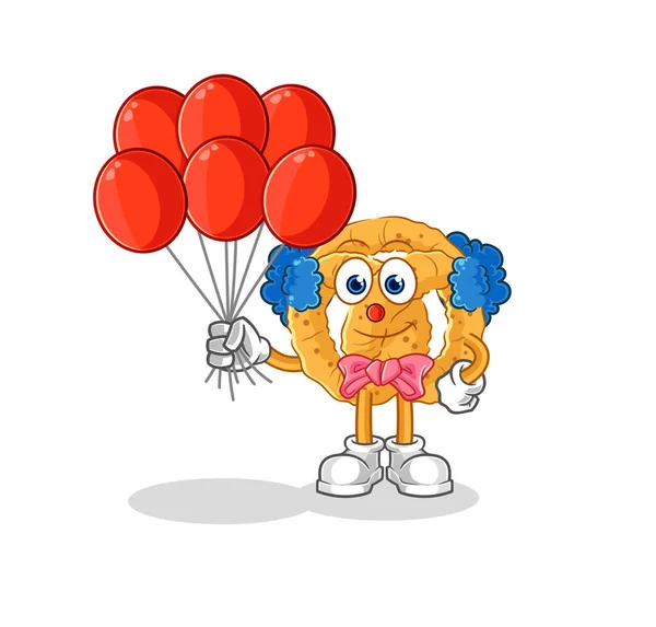 Pretzel Clown Balloons Vector Cartoon Characte — Stock Vector