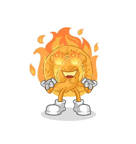 Pretzel Fire Mascot Cartoon Vecto — Stock Vector