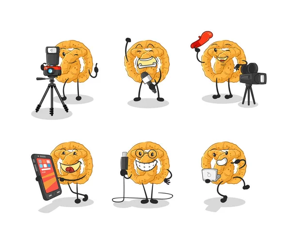 Pretzel Technology Group Character Cartoon Mascot Vecto — Stock Vector