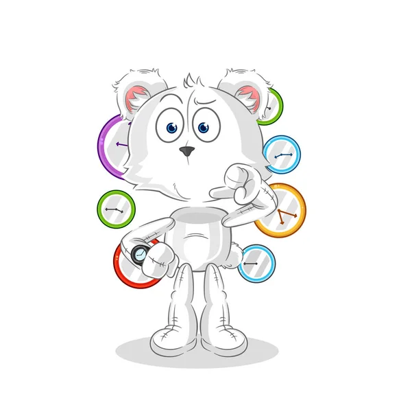 Polar Bear Wristwatch Cartoon Cartoon Mascot Vecto — 图库矢量图片