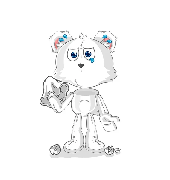 Polar Bear Cry Tissue Cartoon Mascot Vecto — Stock Vector