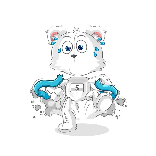 Polar Bear Runner Character Cartoon Mascot Vecto — Stock Vector