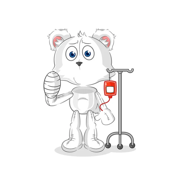 Polar Bear Sick Illustration Character Vecto — Stock Vector