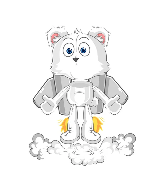 Oso Polar Con Mascota Del Jetpack Dibujos Animados Vecto — Archivo Imágenes Vectoriales