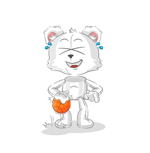 Polar Bear Dribble Basketball Character Cartoon Mascot Vecto — Stock Vector