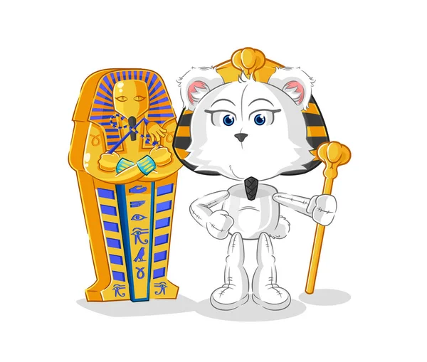 Urso Polar Desenho Animado Egypt Antigo Mascote Desenhos Animados Vecto — Vetor de Stock