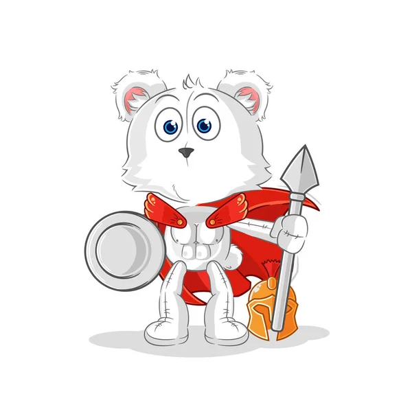 Polar Bear Spartan Character Cartoon Mascot Vecto — Stockový vektor